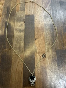 "Colgante de águila de ónix cadena cuerda chapada en oro de 14 k de 24,5"" 10,73 gramos" - Imagen 1 de 6