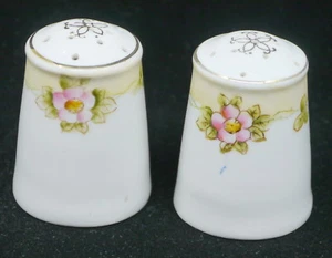 OLD HAND PAINTED NIPPON JAPANESE PORCELAIN SALT & PEPPER SHAKERS, FLOWER DECOR - Bild 1 von 4