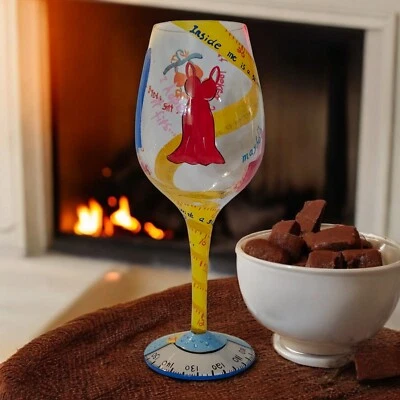 Lolita Love My Wine "Kind Of On A Diet" Glass Hand Painted 15oz W/Recipe No Box - Image 1 of 4