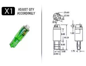 Bombilla calibre de instrumentos LED de repuesto estilo VERDE 1 punto 74 estilo - Imagen 1 de 4