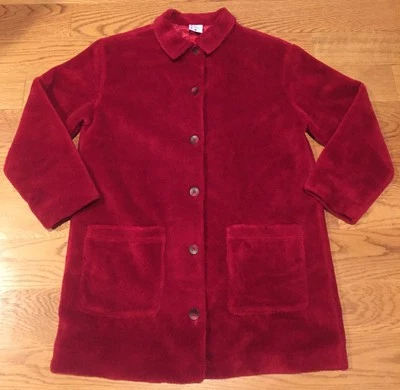 Bonita chaqueta abrigo larga roja peluda Hanna Andersson para mujer S pequeña de colección Y2K  Foto 1 de 4