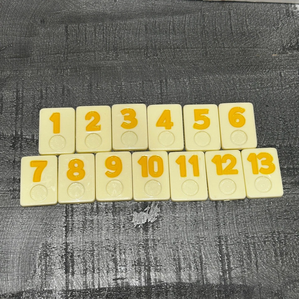 The Original Rummikub Tile Game Replacement Parts 1990 Tiles 1-13 Yellow - Image 1 of 1