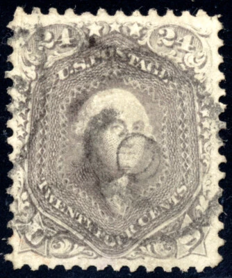 US 70a 24c 1861 George Washington brown lilac PSAG cert used - Image 1 of 3