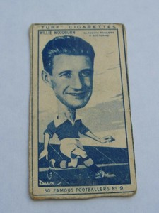 Carreras - 'Turf' Cigarette Card - Willie Woodburn of Rangers & Scotland