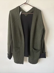 Lululemon Women's OliveGreen Cardigan Sweater Size 10 Merino Wool Oversized Open - Picture 1 of 9