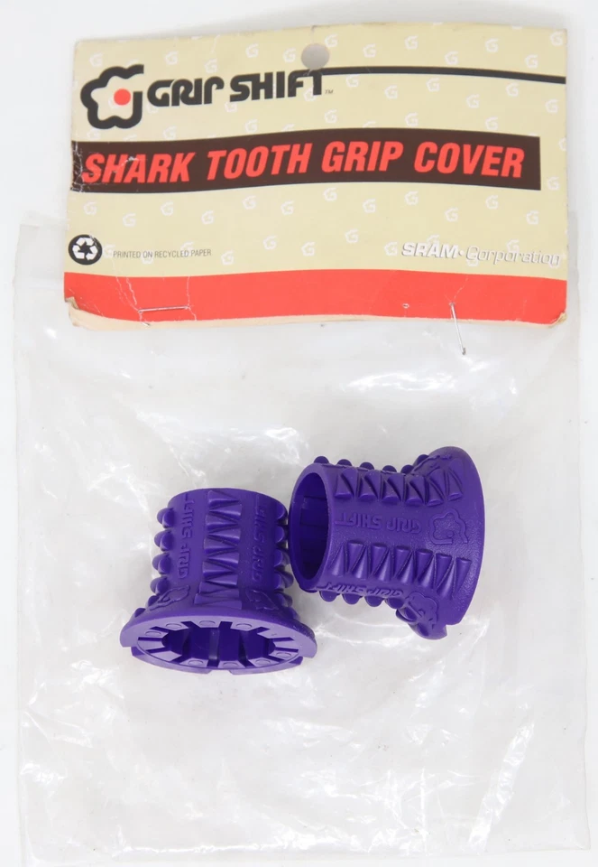 NOS SRAM GRIP SHIFT SHARK TOOTH GRIP COVERS PURPLE VINTAGE MTB OLD MOUNTAIN BIKE - Image 1 of 4