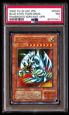 PSA 7 Near Mint Blue-Eyes Toon Dragon PS-00 Pharaoh's Servant UPR 2000 Japanese - Image 1 of 2