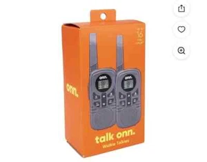 Onn. 16 Miles Walkie Talkies 2 Pack Two Way Radios, LED Light, 121 Privacy Codes - Afbeelding 1 van 12