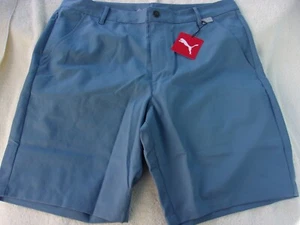 NWT Puma golf shorts, mens 34, 36, 9 in. ins., blue - gray, $65, polyester - Picture 1 of 6