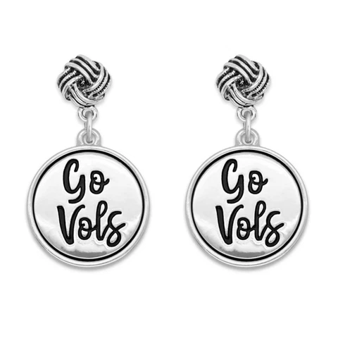 Tennessee Volunteers Go Vols Silver Twist and Shout Earrings Jewelry Gift UT Cover
