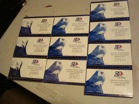 1999 - 2008-S Clad Quarter Proof Sets - Complete Run in OGP - All Boxes & COA's Cover
