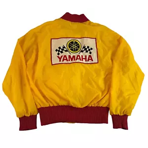 Vintage 70s Yamaha Jacket Waffen Stajan Nylon Yellow Red Full Zip Size Large - Picture 1 of 18