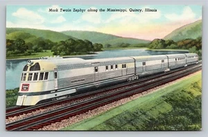 Mark Twain Zephyr Burlington entlang Mississippi Quincy Illinois unbenutzte Postkarte - Bild 1 von 2