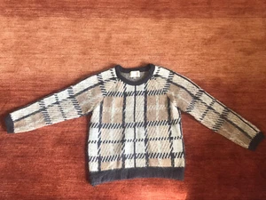 “JOA Los Angeles” Plaid Warm Sweater Women Sz L Pullover Gray/ Beige/Brown/Mauve - Picture 1 of 4