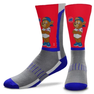 Youth Chicago Cubs For Bare Feet Mascot Snoop V-Curve Crew Socks, Multi, LG - Picture 1 of 1