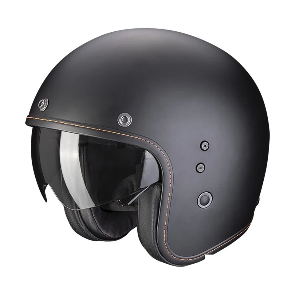 NEU Scorpion Motorradhelm Jethelm BELFAST EVO SOLID matt schwarz ECE R22.06  - Bild 1 von 1