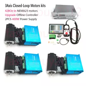 Azionamento passo-passo motore 3 nuovi Nema23 3 assi a circuito chiuso & controller CNC & 2 pz alimentatore - Foto 1 di 25