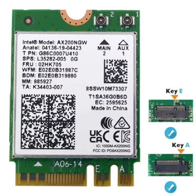 Intel AX200NGW Wireless Bluetooth 5.2 WLAN Intel WiFi 6 M.2 802.11ax-Adapter - Bild 1 von 4