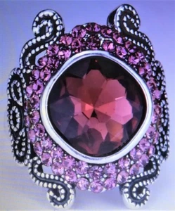 MAGNIFICO ANELLO CM.3 GRANDE RUBINO-AMETISTA, RUBINI ROSA, ARGENTO/ORO BIANCO ! - Foto 1 di 4