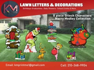 Juego de letreros de patio exterior Grinch de 8 piezas - decoración navideña corrugada resistente a la intemperie - Imagen 1 de 1