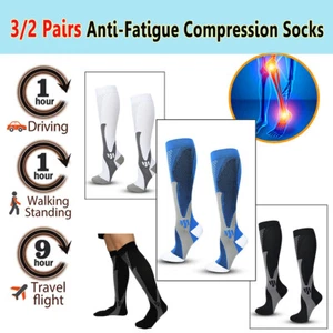 3/1 Paio Calze a Compressione Rame 20-30mmHg Supporto Uomo Donna Calze S-2XL - Foto 1 di 35