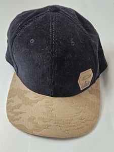 Oakley Corduroy Black Cap Hat Snapback Men's Logo Faux Suede Tan Bill - Picture 1 of 11