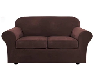 H. Versailtex Real Velvet Plush 3 Piece Stretch Sofa Covers, Medium Sofa - Picture 1 of 7