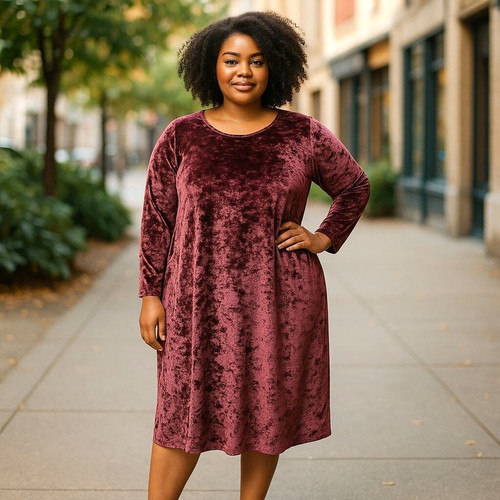 Abito Michael Michael Kors bordeaux velluto schiacciato taglia 3X manica lunga nuovo cartellino