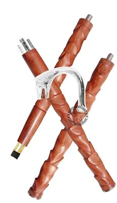 Antiguo bastón de madera con mango de cabeza de latón estilo león con acabado de níquel Foto 1 de 4