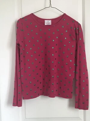 Hanna Andersson Niñas 150 12-14 Rosa Brillante Verde Lunares Camisa Manga Larga  Foto 1 de 3