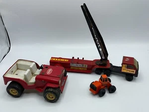 Vintage Tonka Toy Lot Fire Engine Truck Jeep Tractor Metal Vehicles - Picture 1 of 15