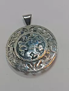 Vintage Guatemala Pin Brooch Pendant Mayan Sterling Silver 925 Tribal Warrior - Picture 1 of 5
