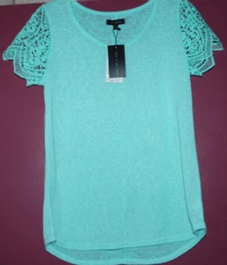 NEW Women's The Limited Parker Lace Sleeve Versatile Top Seafoam Size: Medium - Picture 1 of 8