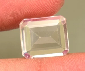 Natural Pink Kunzite Gemstone From  Afghanistan 6.90 Ct Emerald Cut Loose Gem - Picture 1 of 5