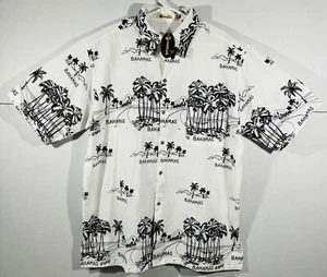 Men’s Shoreline Bahamas Hawaiian Palm tree Beach Button Up Short Sleeve Shirt 2X - Picture 1 of 10