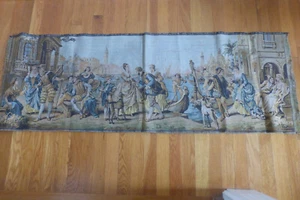 Antique Tapestry, Made In Belgium, Italian Scene on Canal 20 X 56 - Picture 1 of 8