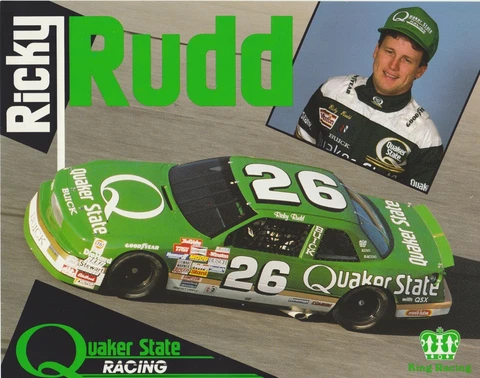 Ricky Rudd #26 Quaker State Racing Post Card /Hero Card (White Bottles on back ) Cover