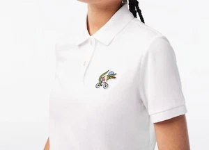 LACOSTE X NETFLIX REGULAR FIT ORGANIC COTTON POLO SHIRT WHITE NEW WITH TAGS