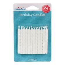 Party Supplies Spiral Birthday Candles, White Iridescent Glitter, 24ct