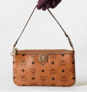 MCM Visetos Cognac Mini Pouch Bag - Picture 1 of 9