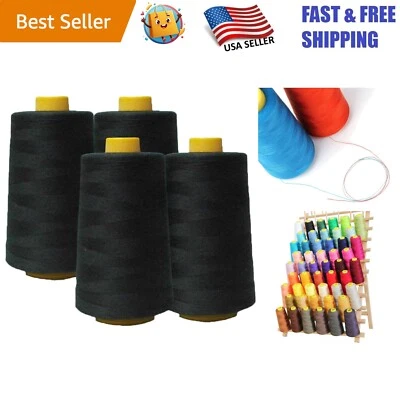Black Sewing Thread Set - 4 Cones of 6000 Yards High Strength Polyester - Image 1 of 4
