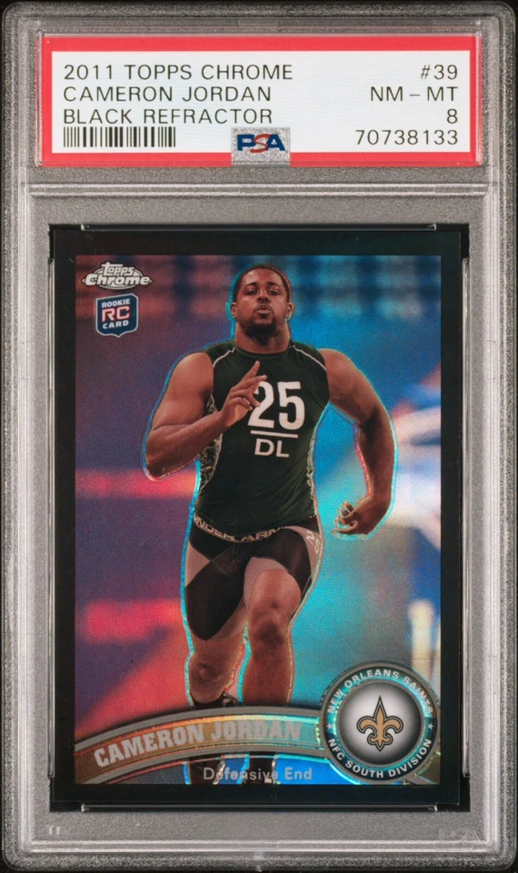 Cameron Jordan Rookie Topps Chrome Black Refractor  PSA 8 NO Saints 30/299 - Image 1 of 2