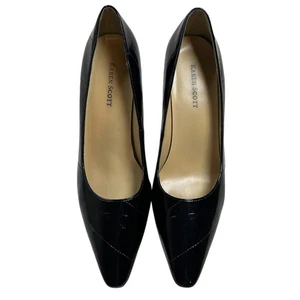 Zapatos de tacón de aguja Karen Scott de charol negro con punta para mujer talla 8M - Imagen 1 de 6