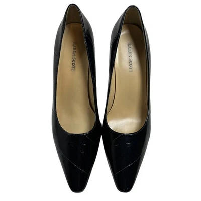 Женские туфли-лодочки Karen Scott из черной лакированной кожи с заостренным носком на шпильке размер 8 М - Изображение 1 из 4