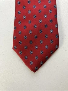 Vintage Oakton Ltd 100% Silk Classic Men’s Neck Tie Red Geometric Circle - Picture 1 of 4