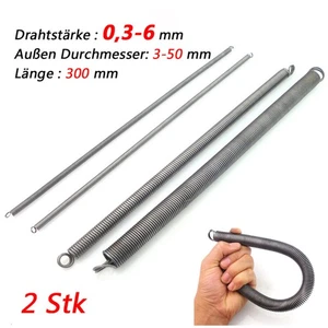 2pcs tension spring with eye tension springs spring steel from wire 0.3-6mm length 300mm new - Picture 1 of 6