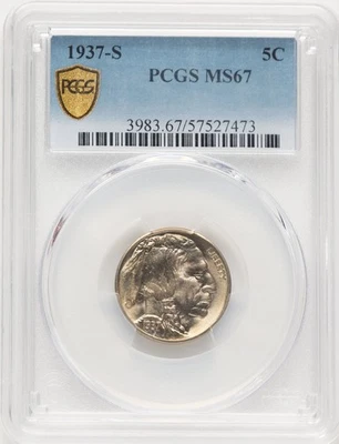 1937-S 5C Buffalo Nickel PCGS MS67 (783131005) - Image 1 of 2