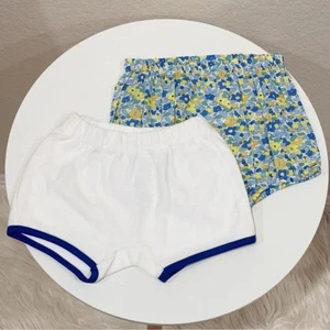 2 Piezas de Pantalones Cortos Jacadi Algodón Bloomers Blanco/Libertad Floral 12 Meses Nuevos sin Etiquetas - Imagen 1 de 9