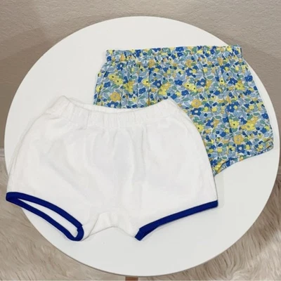 2 Pieces of Jacadi Cotton Bloomers Shorts White / Liberty Floral 12 Month NWOT - Image 1 of 4