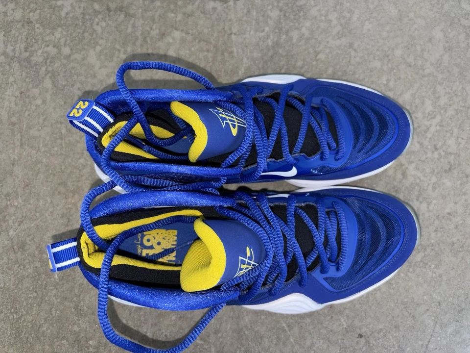 耐克 Penny 1 9 码亮蓝色/白色/黄色条纹 — 第 1/4 张图片